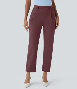 High-Waisted Pants|Work Pants<HALARA High Waisted Pocket Ankle Length Tapered Work Pants