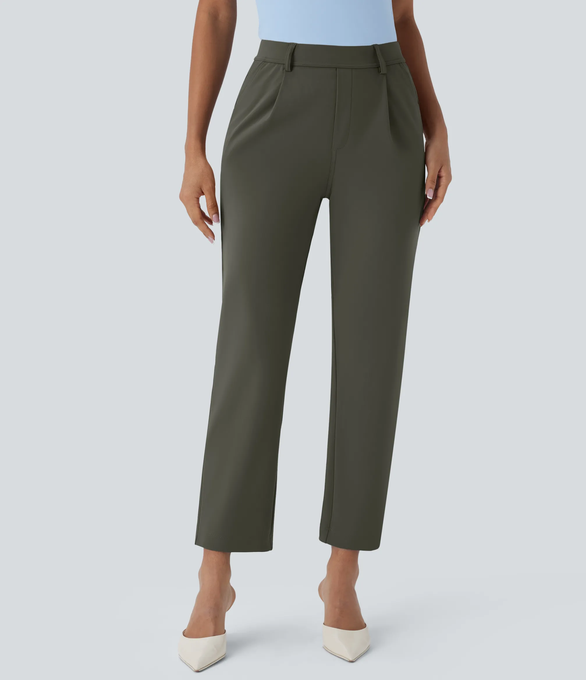 High-Waisted Pants|Work Pants<HALARA High Waisted Pocket Ankle Length Tapered Work Pants