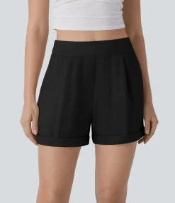 Shorts<HALARA High Waisted Pocket Casual Linen-Feel Shorts