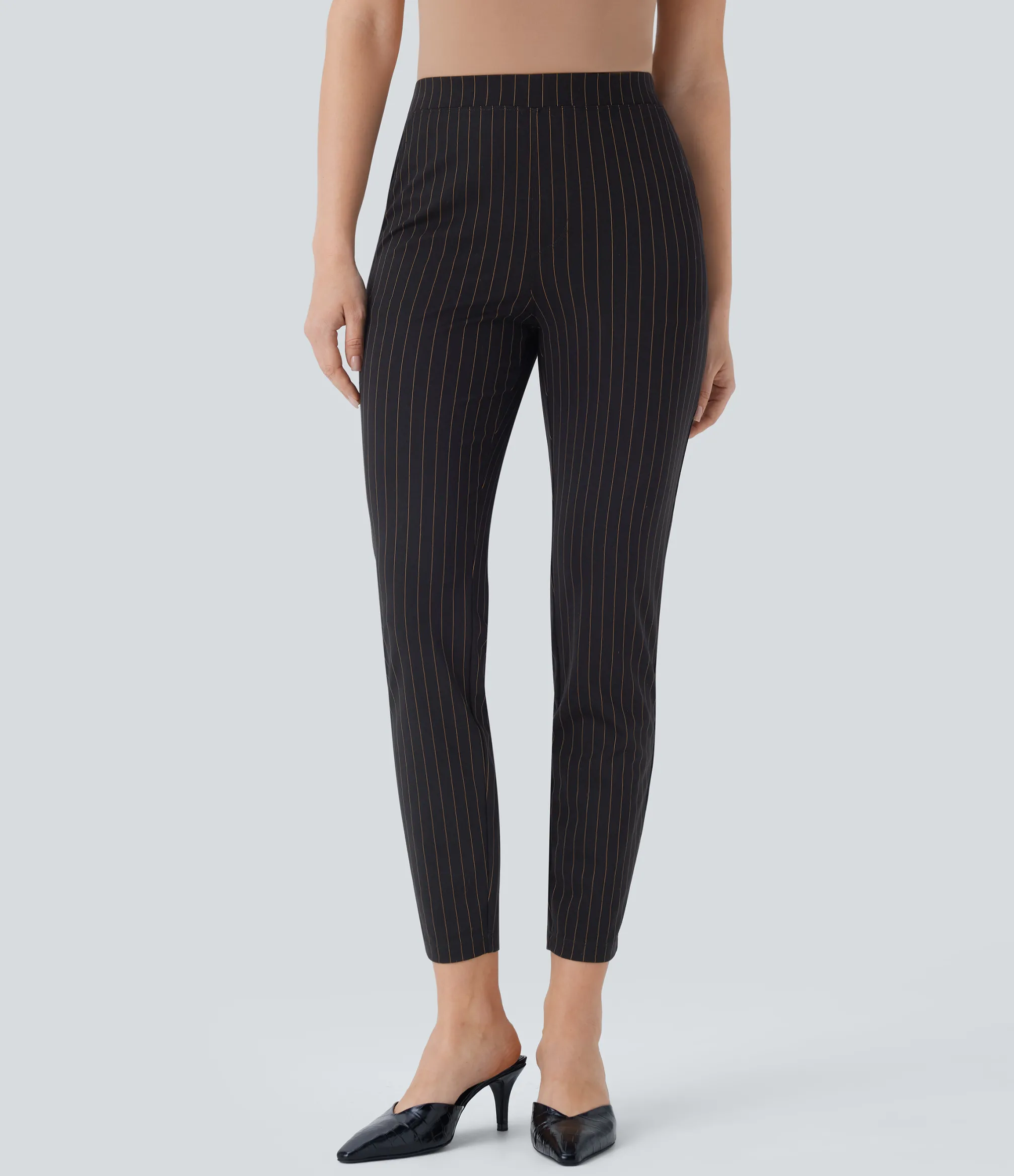 High-Waisted Pants|Work Pants<HALARA High Waisted Pocket Cool Touch Stripe Slim Work Pants
