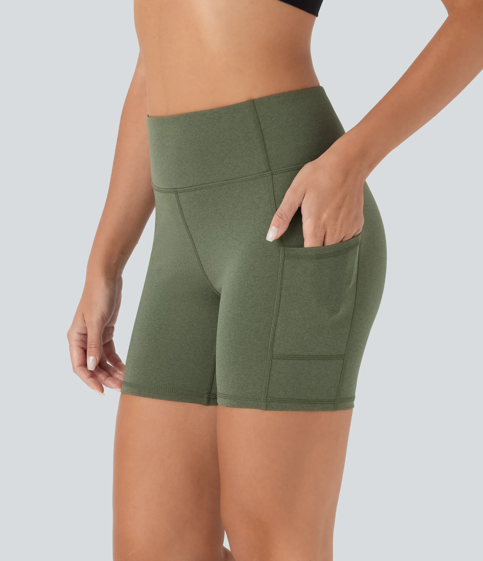 5'' Shorts|Active Shorts<HALARA High Waisted Pocket Heathered Quick Dry Yoga Biker Shorts 5''
