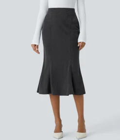 Maxi & Midi Skirts|Casual Skirts<HALARA High Waisted Pocket Midi Corduroy Casual Mermaid Skirt