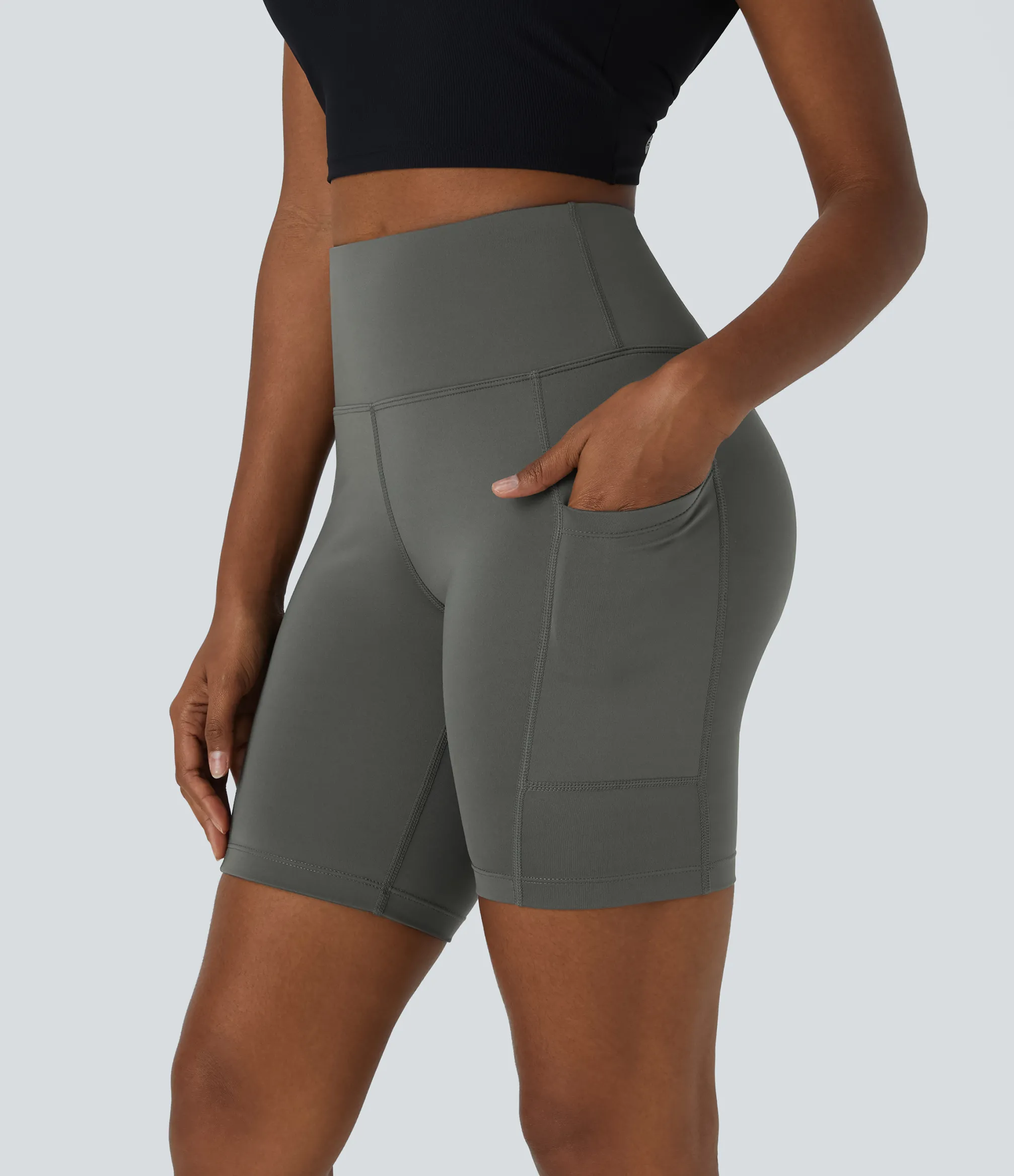 Active Shorts|Bikers<HALARA High Waisted Pocket Plain Biker Shorts 7''