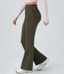 Pocket Leggings|High Waisted Leggings<HALARA High Waisted Pocket Plain Flare Leggings