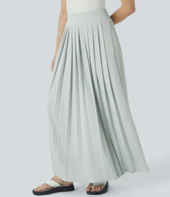 Pleated Skirts|Casual Skirts<HALARA High Waisted Pocket Pleated Flowy Maxi Waffle Casual Skirt