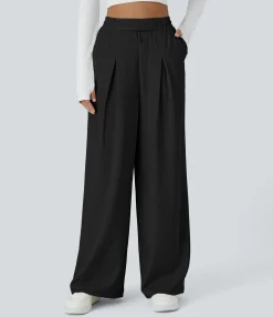 High-Waisted Pants|Pants<HALARA High Waisted Pocket Relaxed Fit Straight Leg Casual Pants