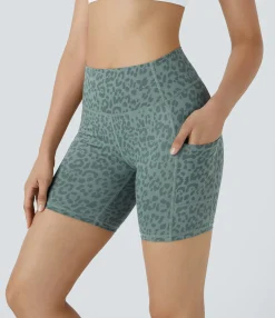 Active Shorts|Bikers<HALARA High Waisted Pocket Running Biker Shorts
