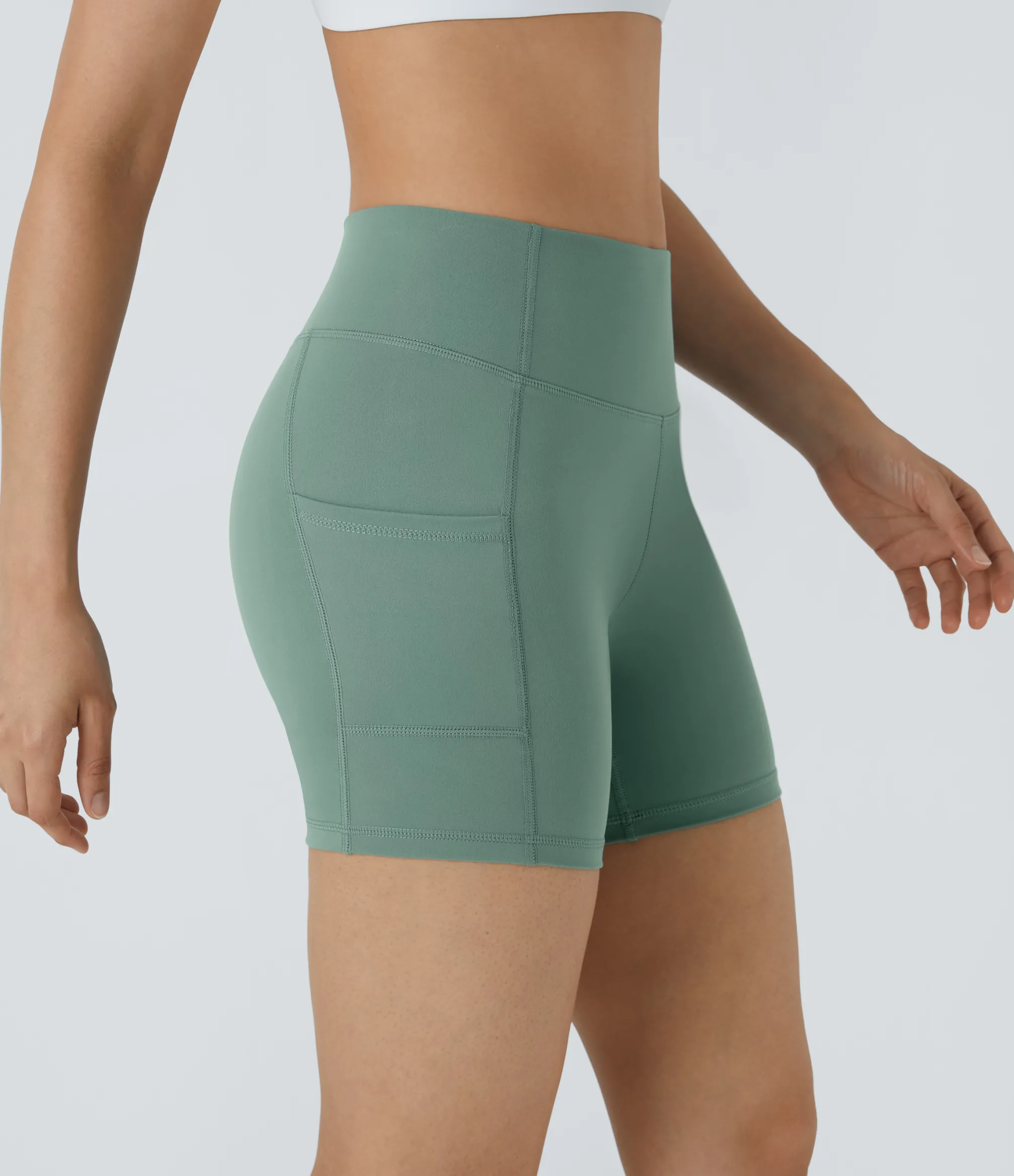 Active Shorts|Bikers<HALARA High Waisted Pocket Running Biker Shorts