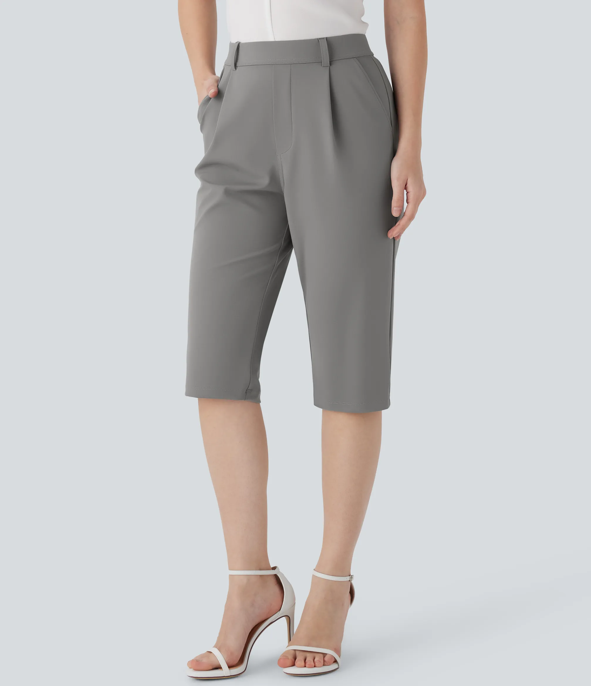 Pants|High-Waisted Pants<HALARA High Waisted Pocket Tapered Work Pedal Pusher Pants
