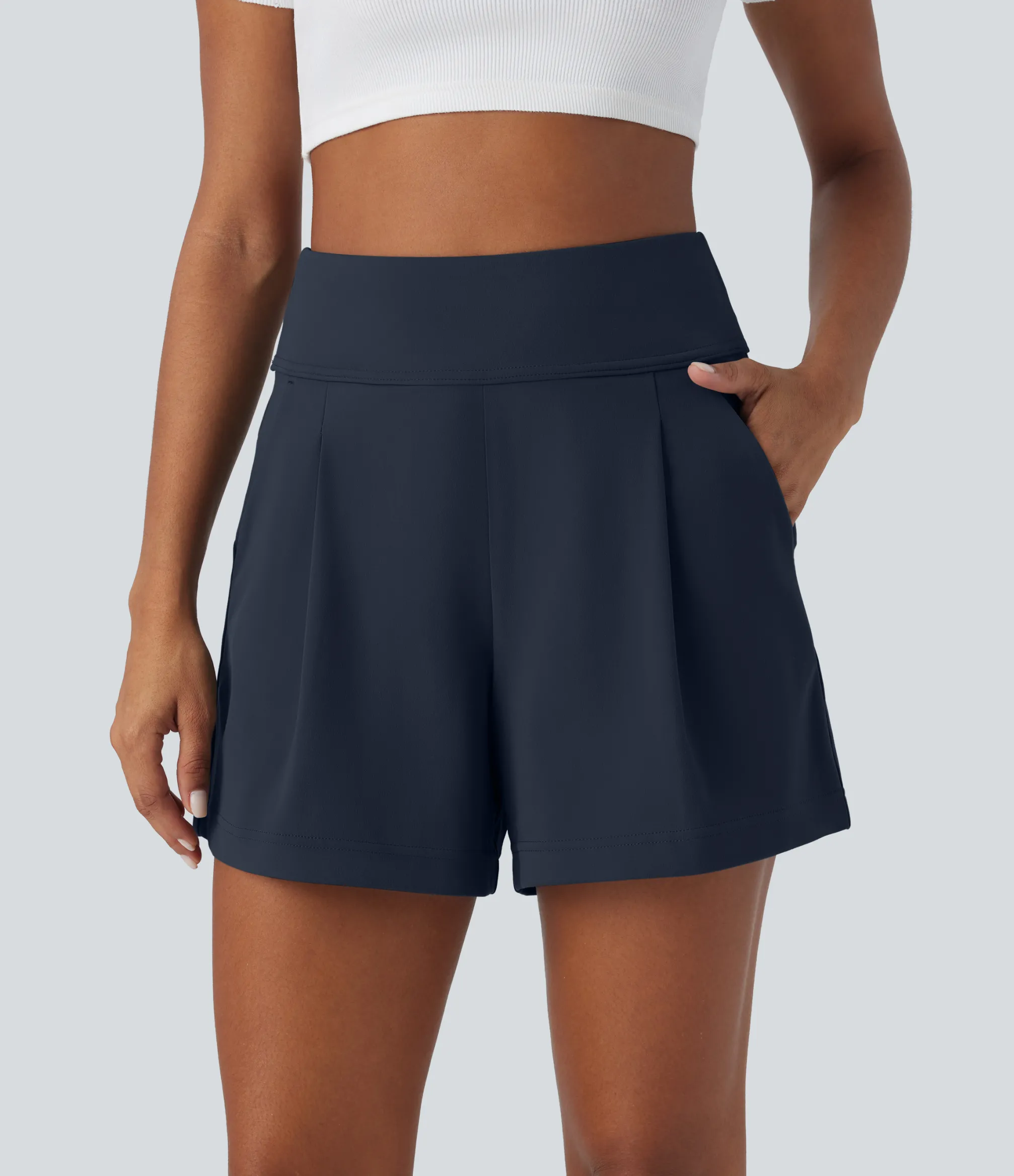 Shorts<HALARA High Waisted Pocket Wide Leg Work Shorts