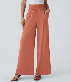Pants|High-Waisted Pants<HALARA High Waisted Pocket Wide Leg Casual Pants