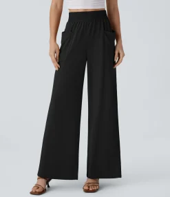 Pants|High-Waisted Pants<HALARA High Waisted Pocket Wide Leg Casual Pants