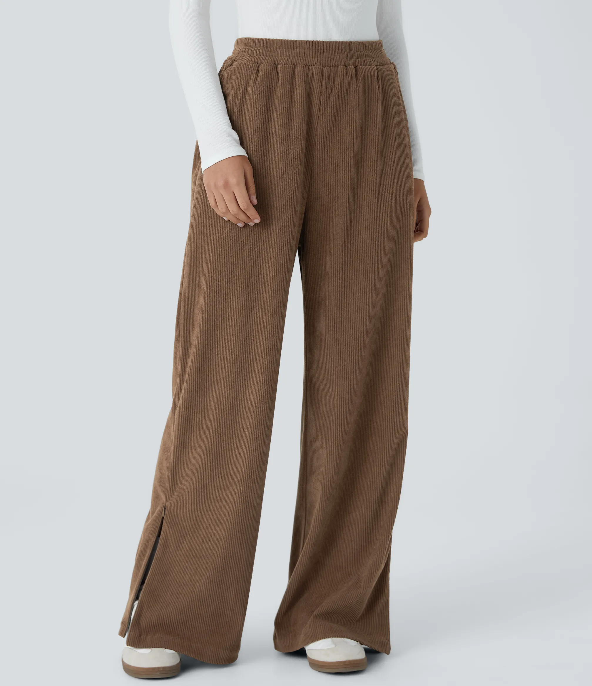 Pants|High-Waisted Pants<HALARA High Waisted Pocket Zipper Straight Leg Corduroy Casual Pants