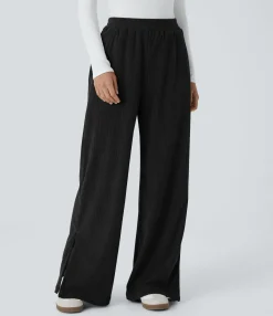 Pants|High-Waisted Pants<HALARA High Waisted Pocket Zipper Straight Leg Corduroy Casual Pants
