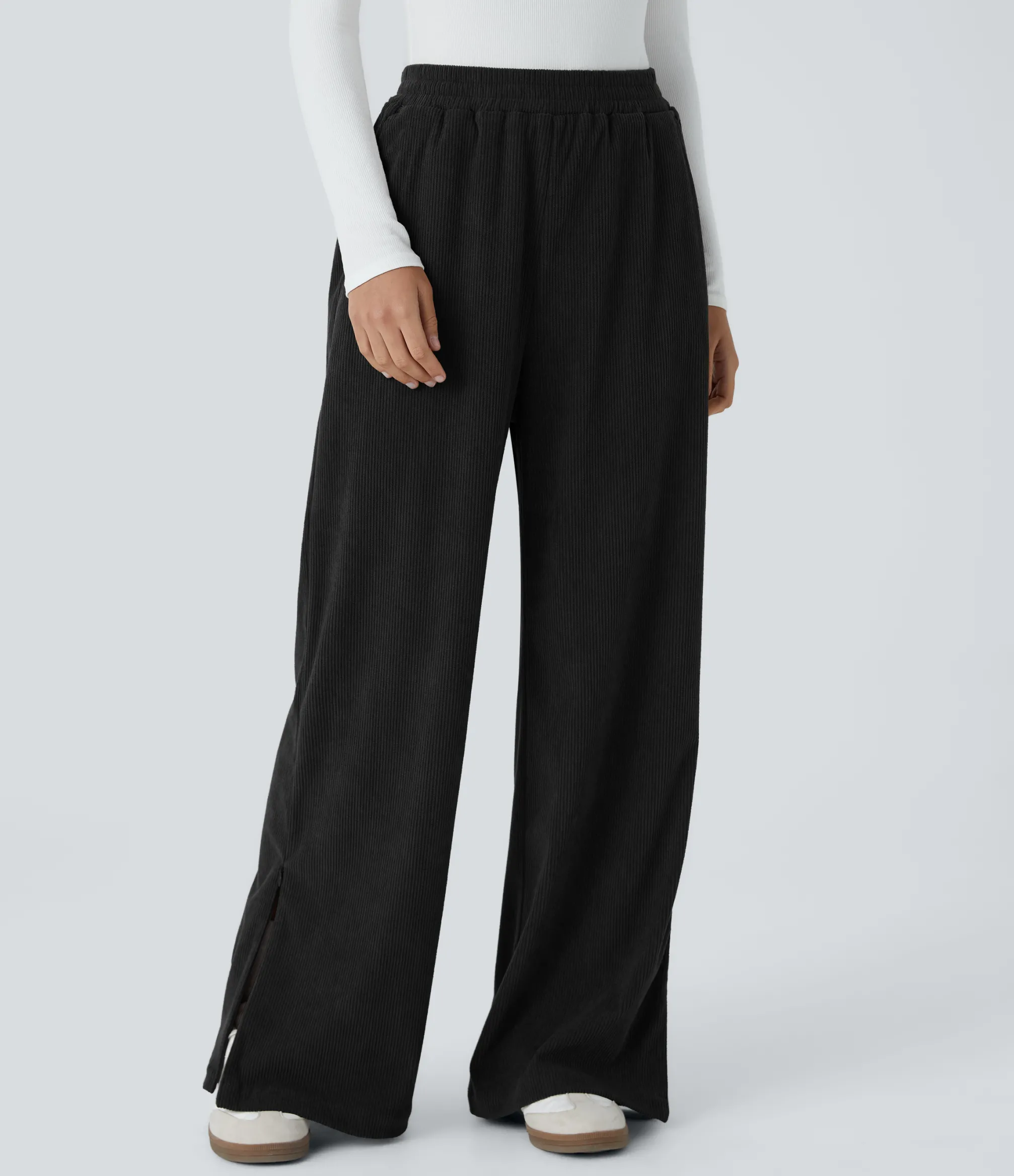 Pants|High-Waisted Pants<HALARA High Waisted Pocket Zipper Straight Leg Corduroy Casual Pants