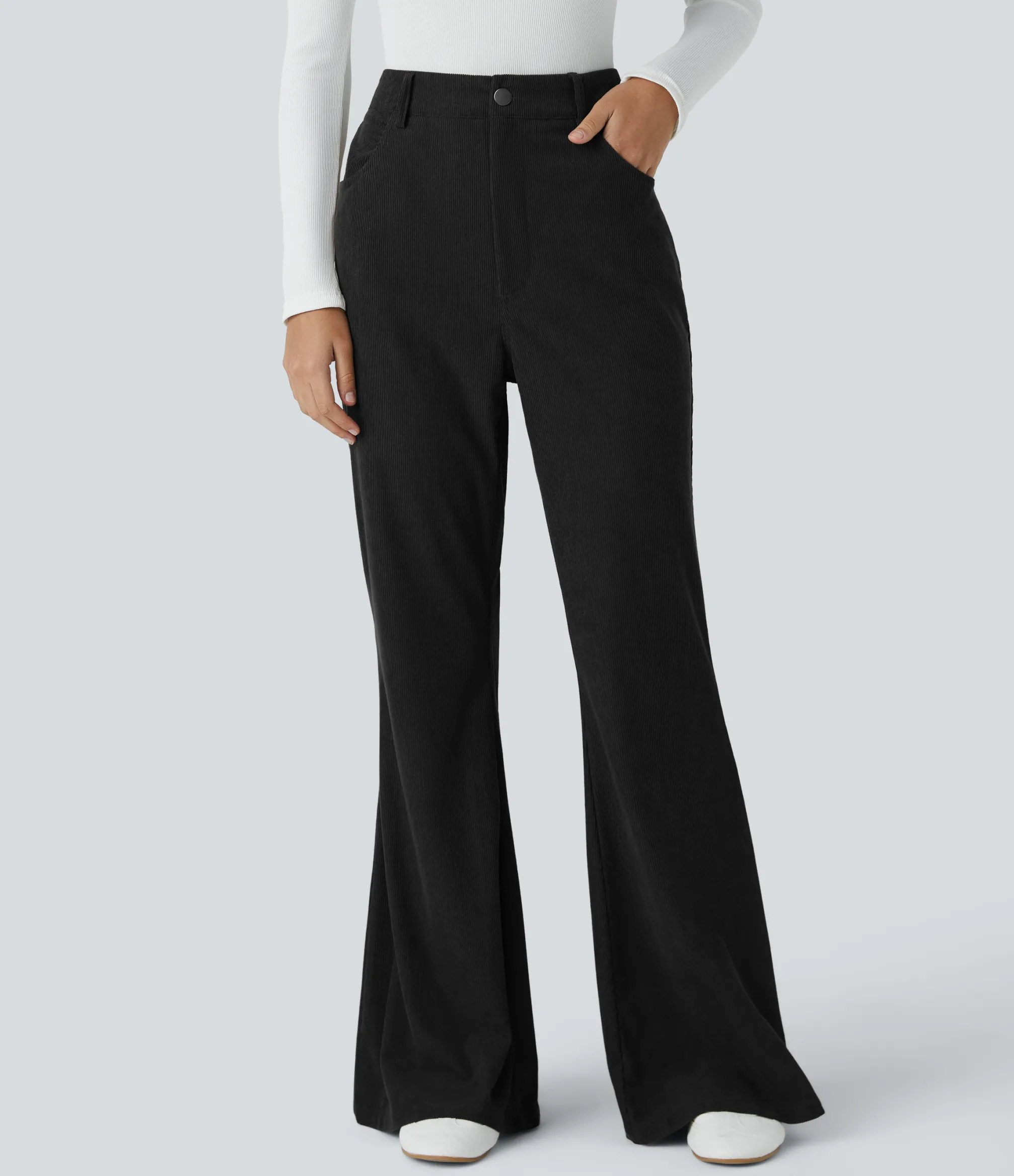 High-Waisted Pants|Flare Pants<HALARA High Waisted Pockets Corduroy Casual Flare Pants