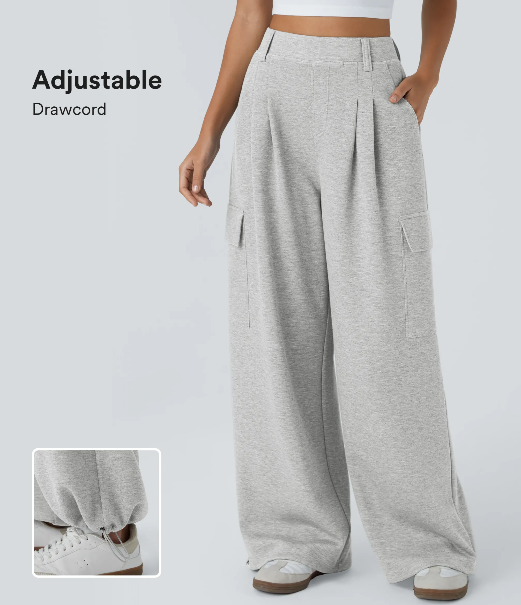 Pants|High-Waisted Pants<HALARA High Waisted Pockets Hem Wide Leg Casual Pants