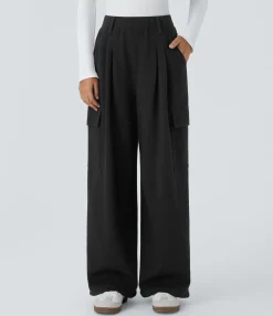 Pants|High-Waisted Pants<HALARA High Waisted Pockets Hem Wide Leg Casual Pants