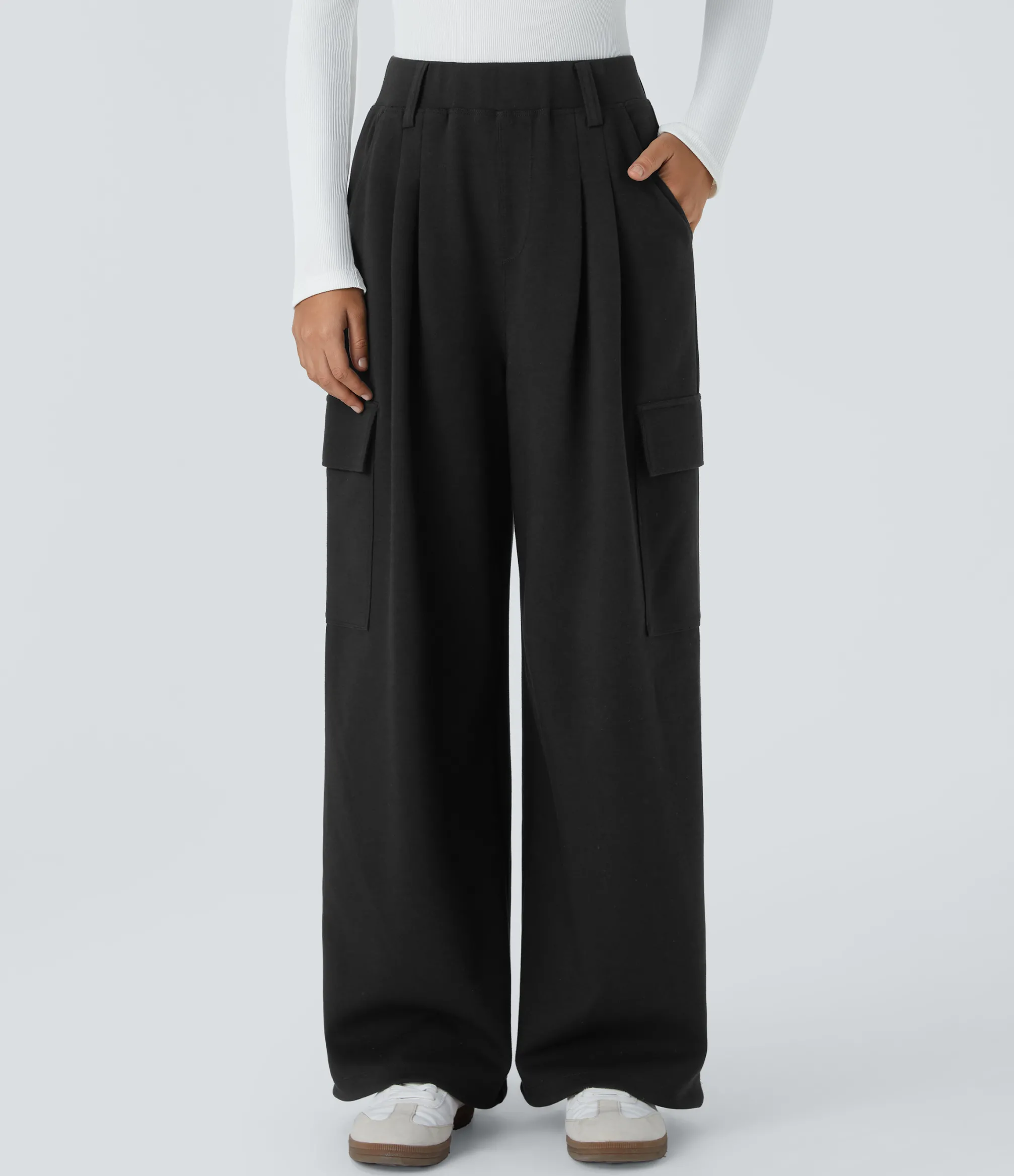 Pants|High-Waisted Pants<HALARA High Waisted Pockets Hem Wide Leg Casual Pants
