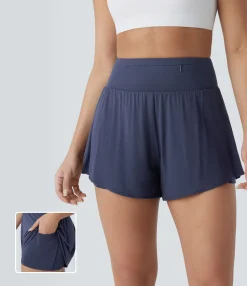 Active Shorts|Shorts<HALARA High Waisted Pockets 2-in-1 Yoga Shorts