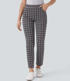 High-Waisted Pants|Work Pants<HALARA High Waisted Pockets Plaid Slim Work Pants