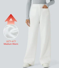 Pants|High-Waisted Pants<HALARA High Waisted Pockets Straight Leg Fleece Casual Pants