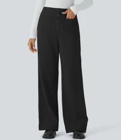 Pants|High-Waisted Pants<HALARA High Waisted Pockets Straight Leg Fleece Casual Pants