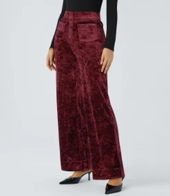 High-Waisted Pants|Straight-Leg Pants<HALARA High Waisted Pockets Straight Leg Velvet Casual Pants