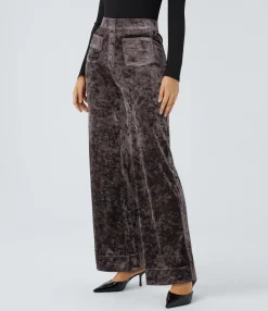 High-Waisted Pants|Straight-Leg Pants<HALARA High Waisted Pockets Straight Leg Velvet Casual Pants
