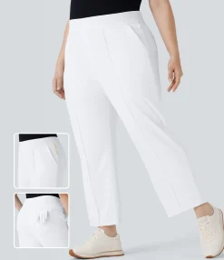 Plus Size<HALARA High Waisted Pockets Straight Leg Quick Dry Golf Plus Size Pants-Golf Tee-UPF40+