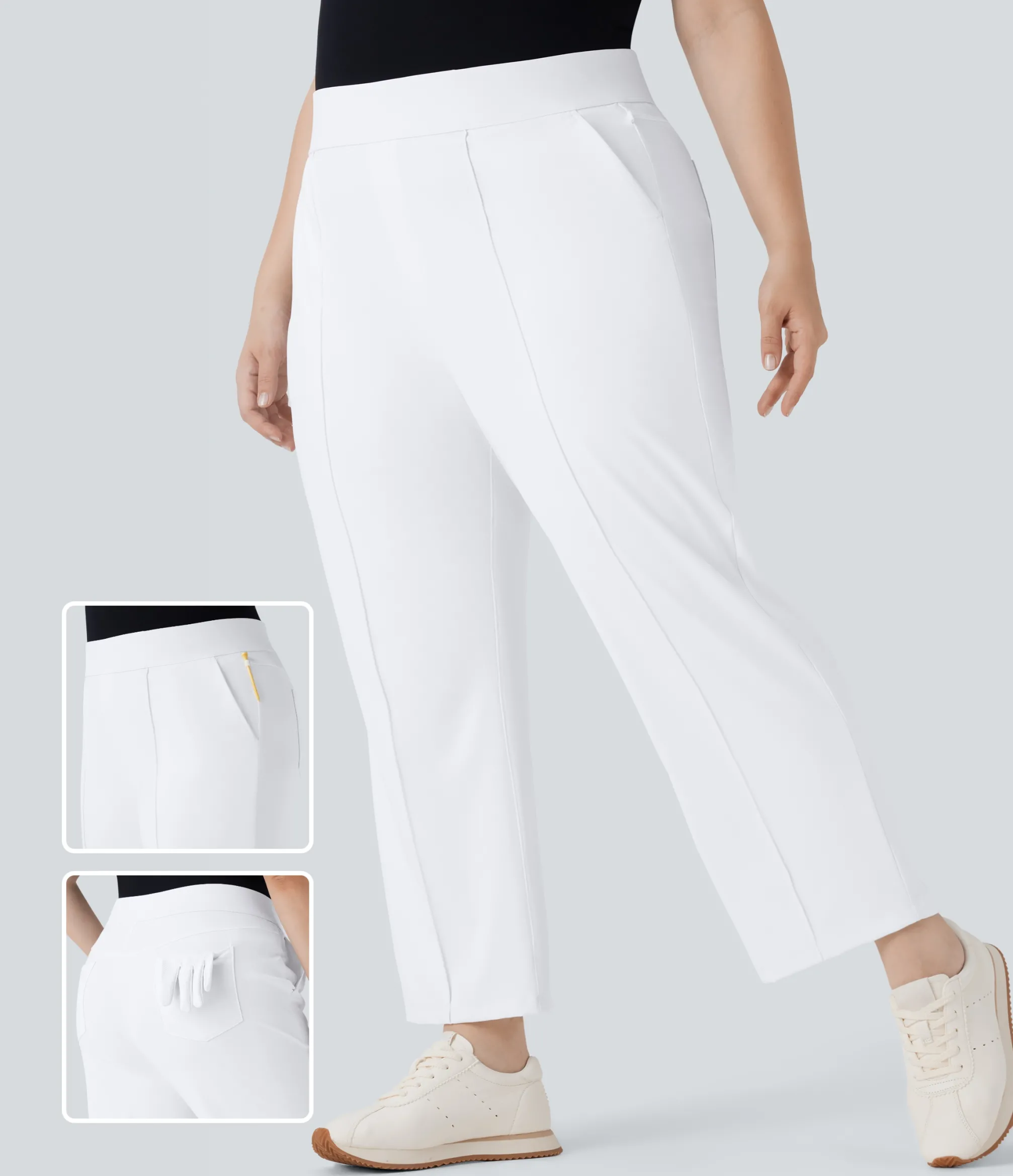 Plus Size<HALARA High Waisted Pockets Straight Leg Quick Dry Golf Plus Size Pants-Golf Tee-UPF40+