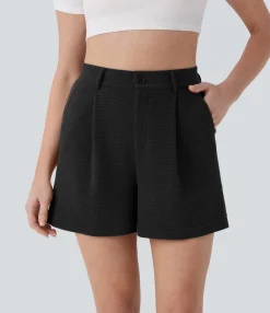 Shorts<HALARA High Waisted Pockets Waffle Casual Shorts
