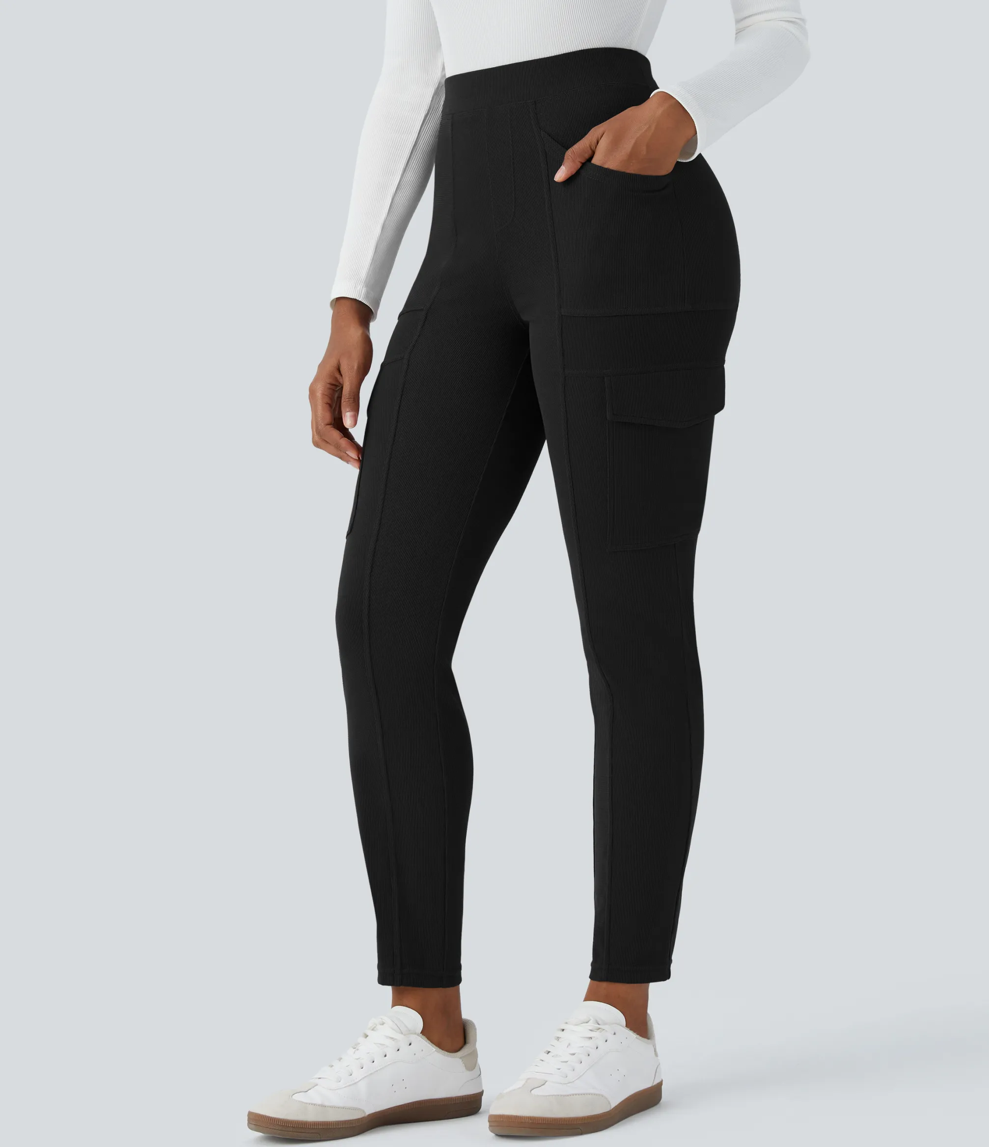 High-Waisted Pants|Pants<HALARA High Waisted Pockets Waffle Casual Skinny Pants