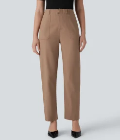 High-Waisted Pants|Work Pants<HALARA High Waisted Pockets Work Barrel Leg Pants