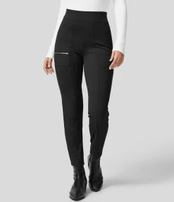 High-Waisted Pants|Pants<HALARA High Waisted Pockets Zipper Casual Slim Pants