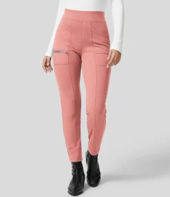 High-Waisted Pants|Pants<HALARA High Waisted Pockets Zipper Casual Slim Pants