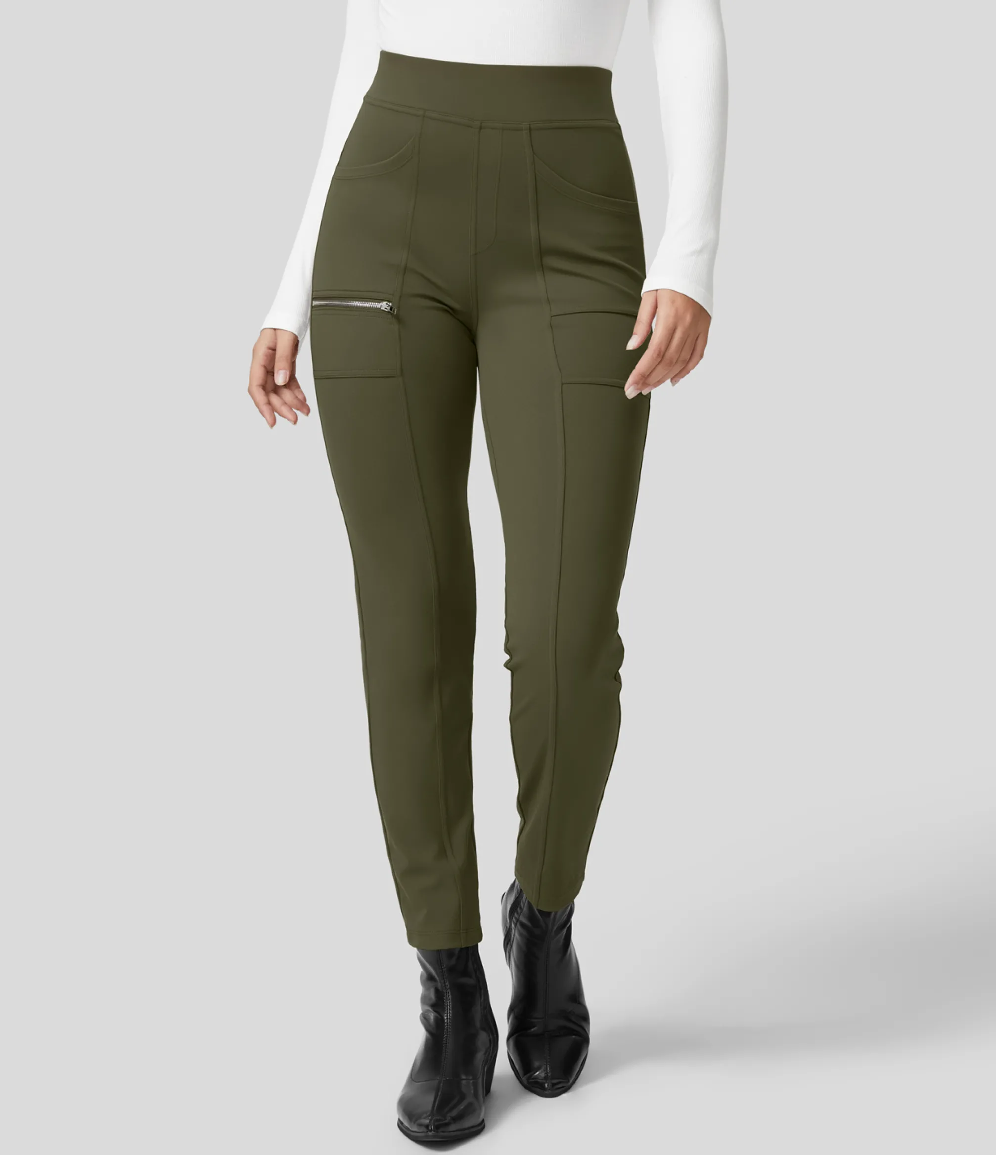 High-Waisted Pants|Pants<HALARA High Waisted Pockets Zipper Casual Slim Pants