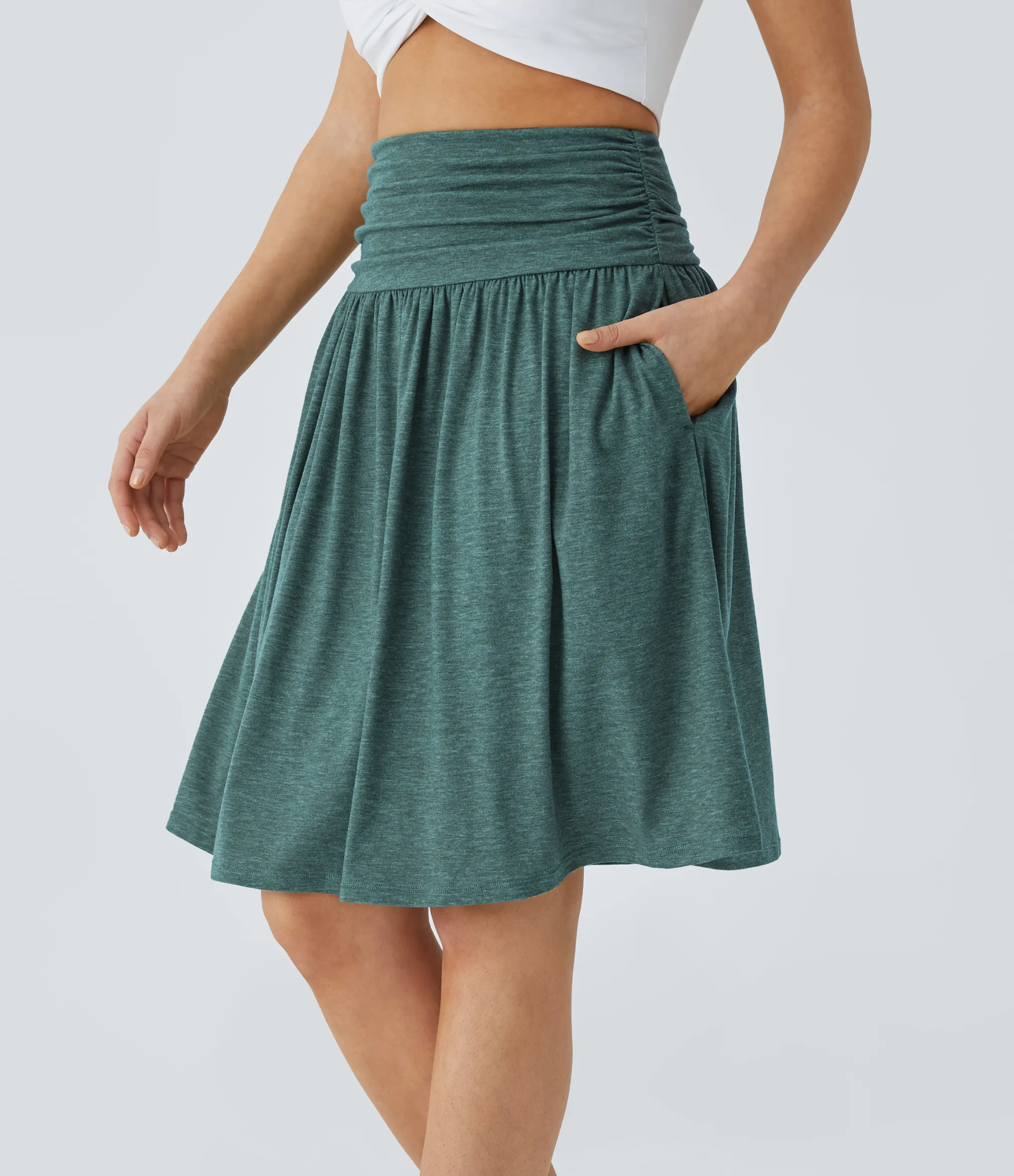 Maxi & Midi Skirts|Skirts<HALARA High Waisted Ruched Pocket Flowy Skirt
