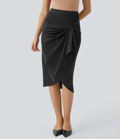 Maxi & Midi Skirts|Skirts<HALARA High Waisted Satin Midi Work Skirt