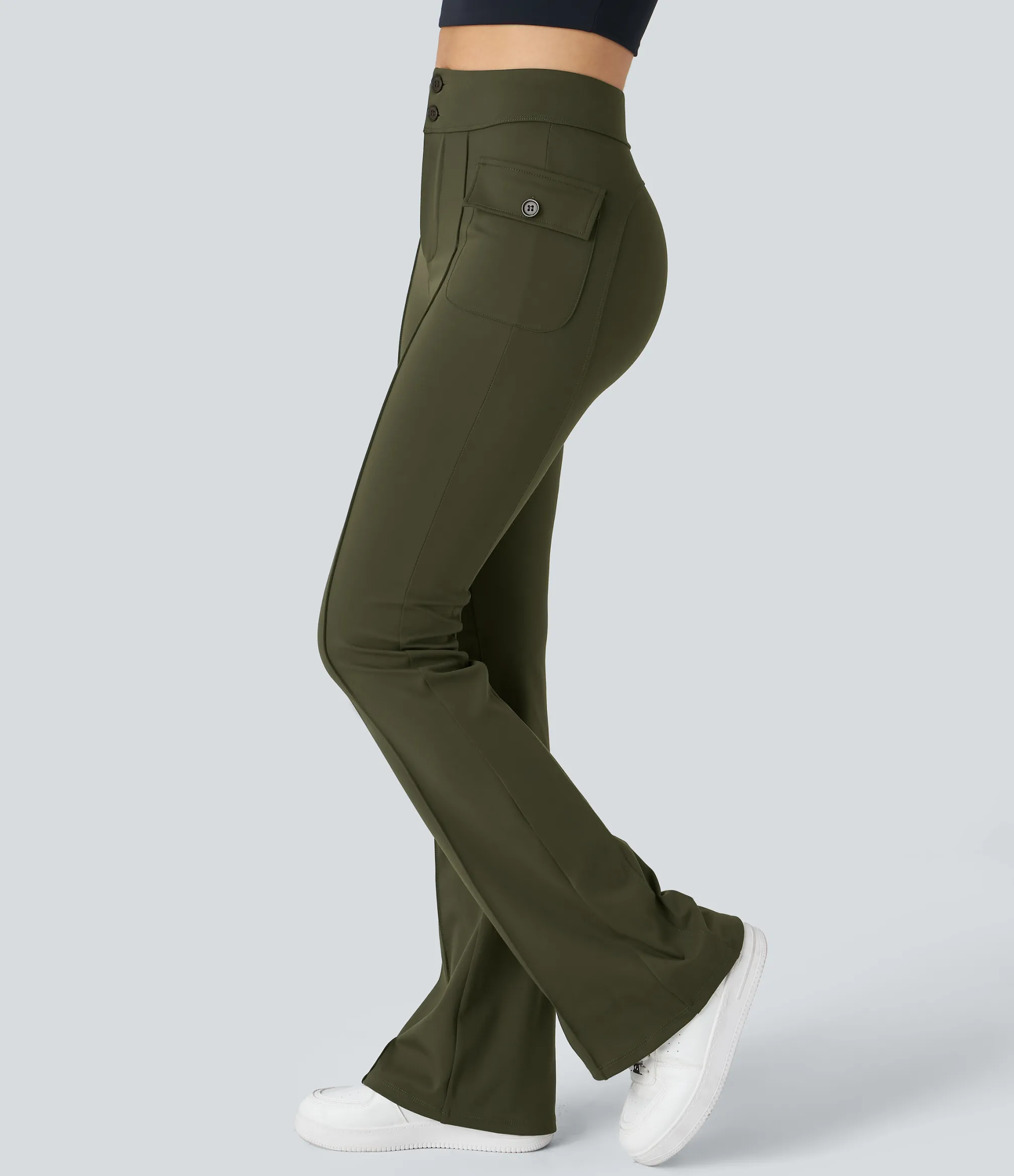 Cargo Pants|High-Waisted Pants<HALARA High Waisted Side Flap Pocket Flare Casual Cargo Pants