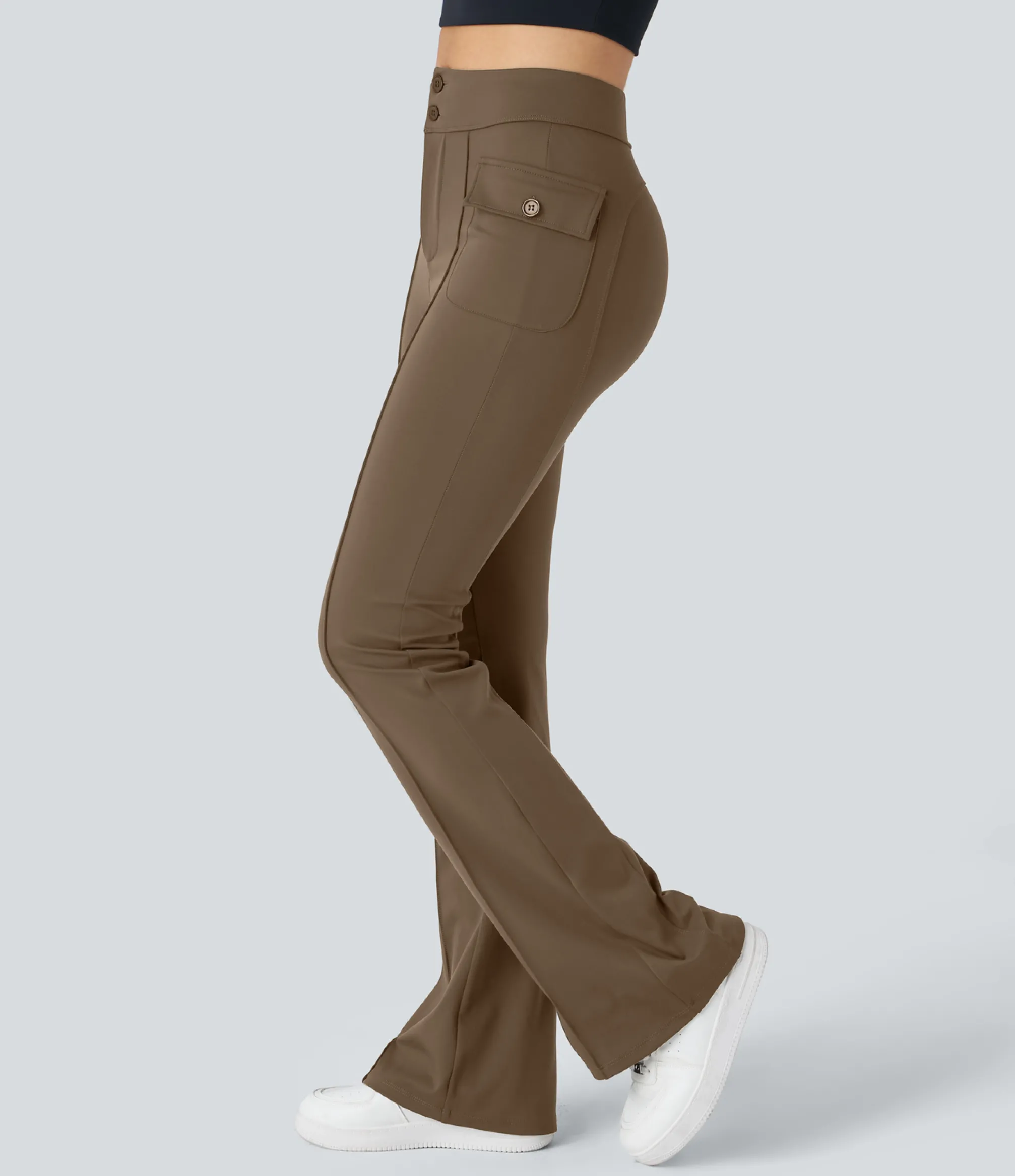 Cargo Pants|High-Waisted Pants<HALARA High Waisted Side Flap Pocket Flare Casual Cargo Pants