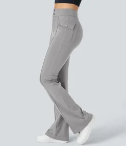 Cargo Pants|High-Waisted Pants<HALARA High Waisted Side Flap Pocket Flare Casual Cargo Pants