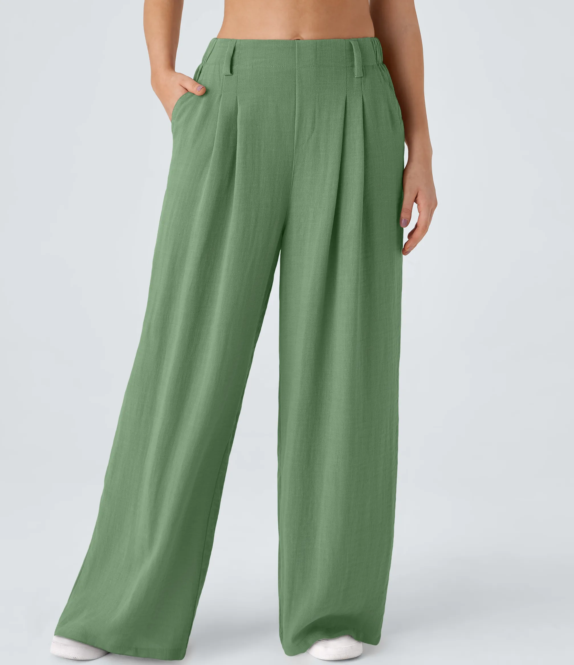 High-Waisted Pants|Wide-Leg Pants<HALARA High Waisted Side Pocket Wide Leg Flowy Solid Palazzo Casual Linen-Feel Pants
