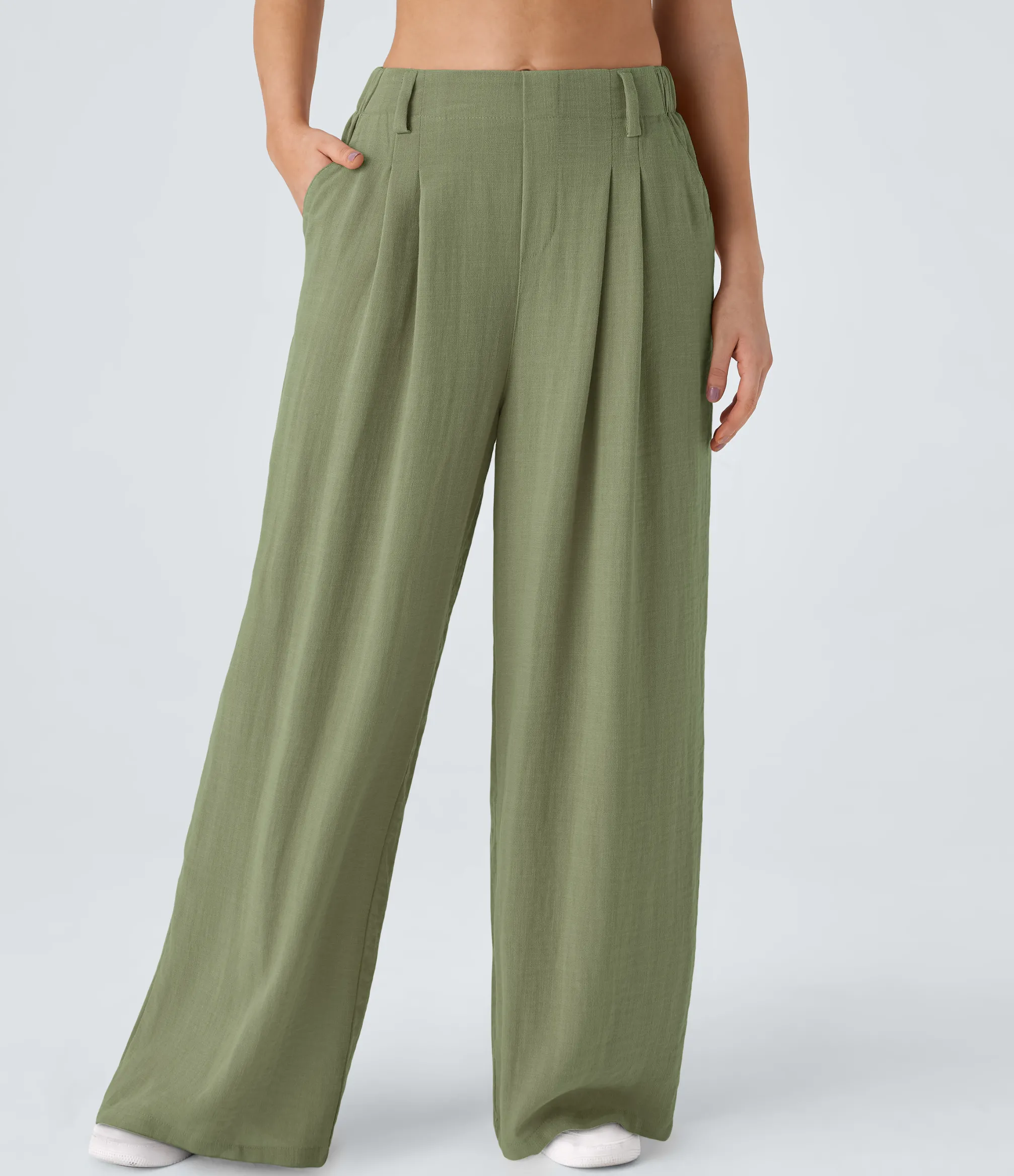 High-Waisted Pants|Wide-Leg Pants<HALARA High Waisted Side Pocket Wide Leg Flowy Solid Palazzo Casual Linen-Feel Pants