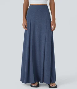 Maxi & Midi Skirts|Casual Skirts<HALARA High Waisted Side Zipper Maxi Casual Flare Skirt