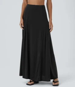 Maxi & Midi Skirts|Casual Skirts<HALARA High Waisted Side Zipper Maxi Casual Flare Skirt