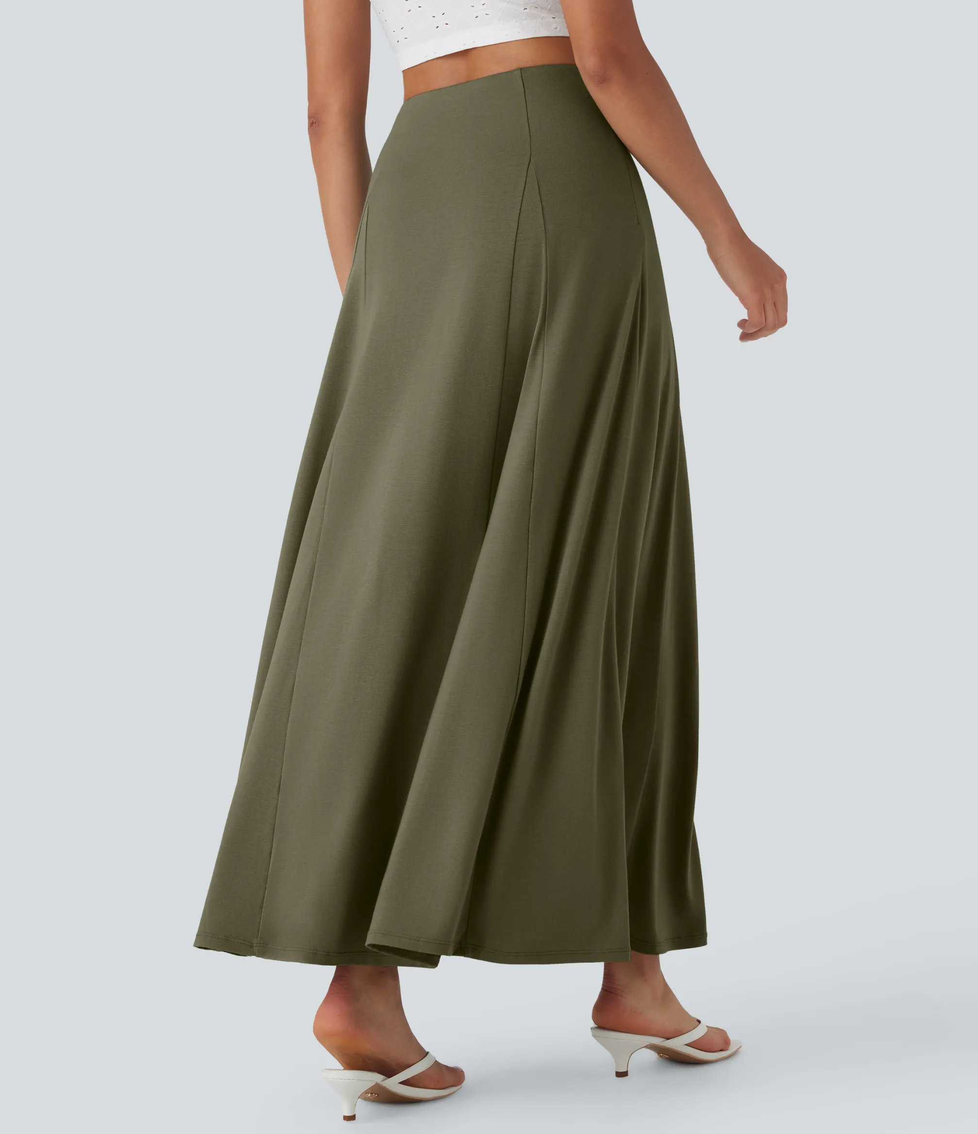 Skirts<HALARA High Waisted Side Zipper Maxi Casual Flare Skirt