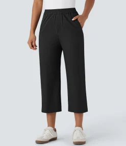 High-Waisted Pants|Straight-Leg Pants<HALARA High Waisted Straight Leg Capri Casual Pants with Pockets