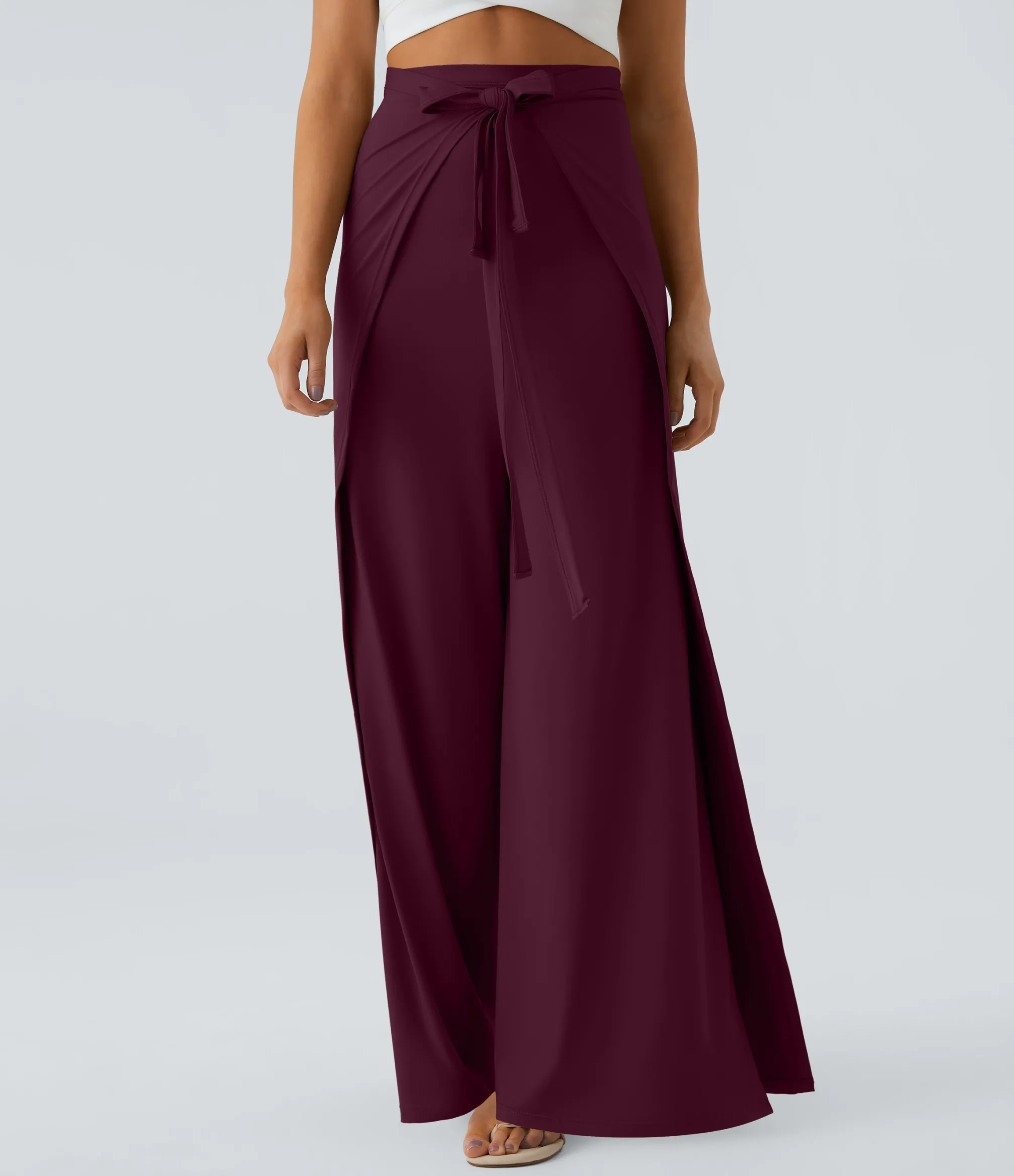High-Waisted Pants|Wide-Leg Pants<HALARA High Waisted Tie Front Hem Palazzo Wide Leg Flowy Casual Pants