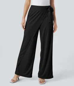 Pants|High-Waisted Pants<HALARA High Waisted Tie Pocket Straight Leg Waffle Casual Pants